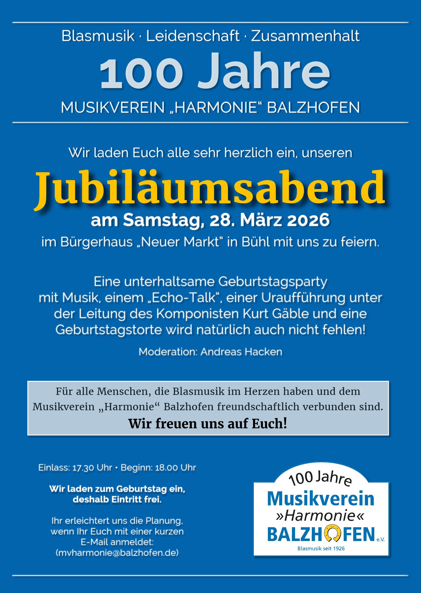 Plakat Jubiläumsabend 28.03.3026
